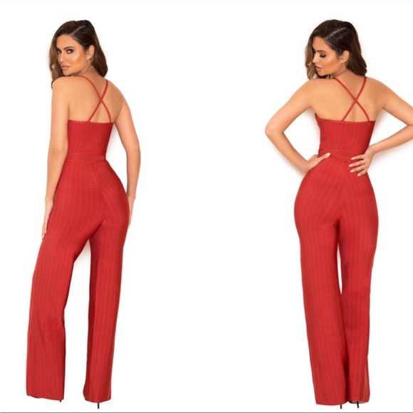 HOUSE OF CB 'Devi' Red Strappy Bandage Jumpsuit NWOT - Picture 6 of 9